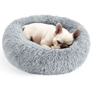 Dog & Cat Bed for Indoor Cats, 20in Calming Donut Bed