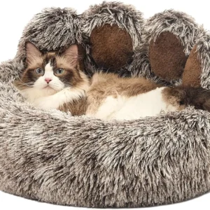 Plush Faux Fur Donut Pet Bed for Dogs & Cats