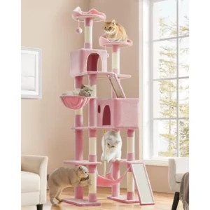 Super Tall Cat Tree 82.5in with Pink Top Perches